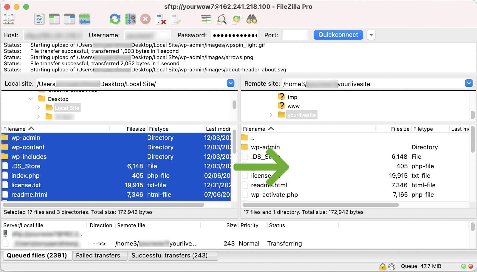 arrow showing to move files from left to right 