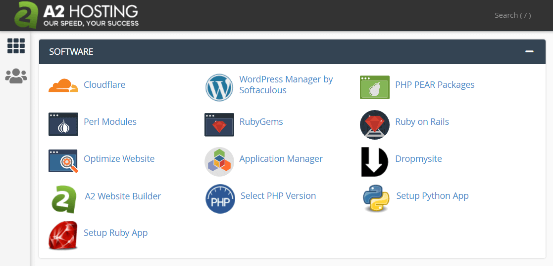 A2 Hosting control panel