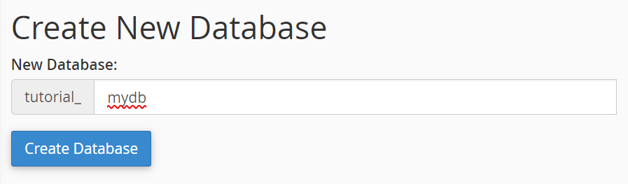 Create new database option