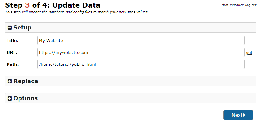 Step 3 of 4: Update Data
