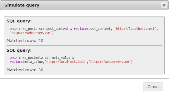 matched rows in the query