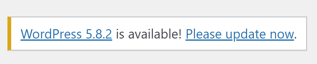 available update alert in WordPress