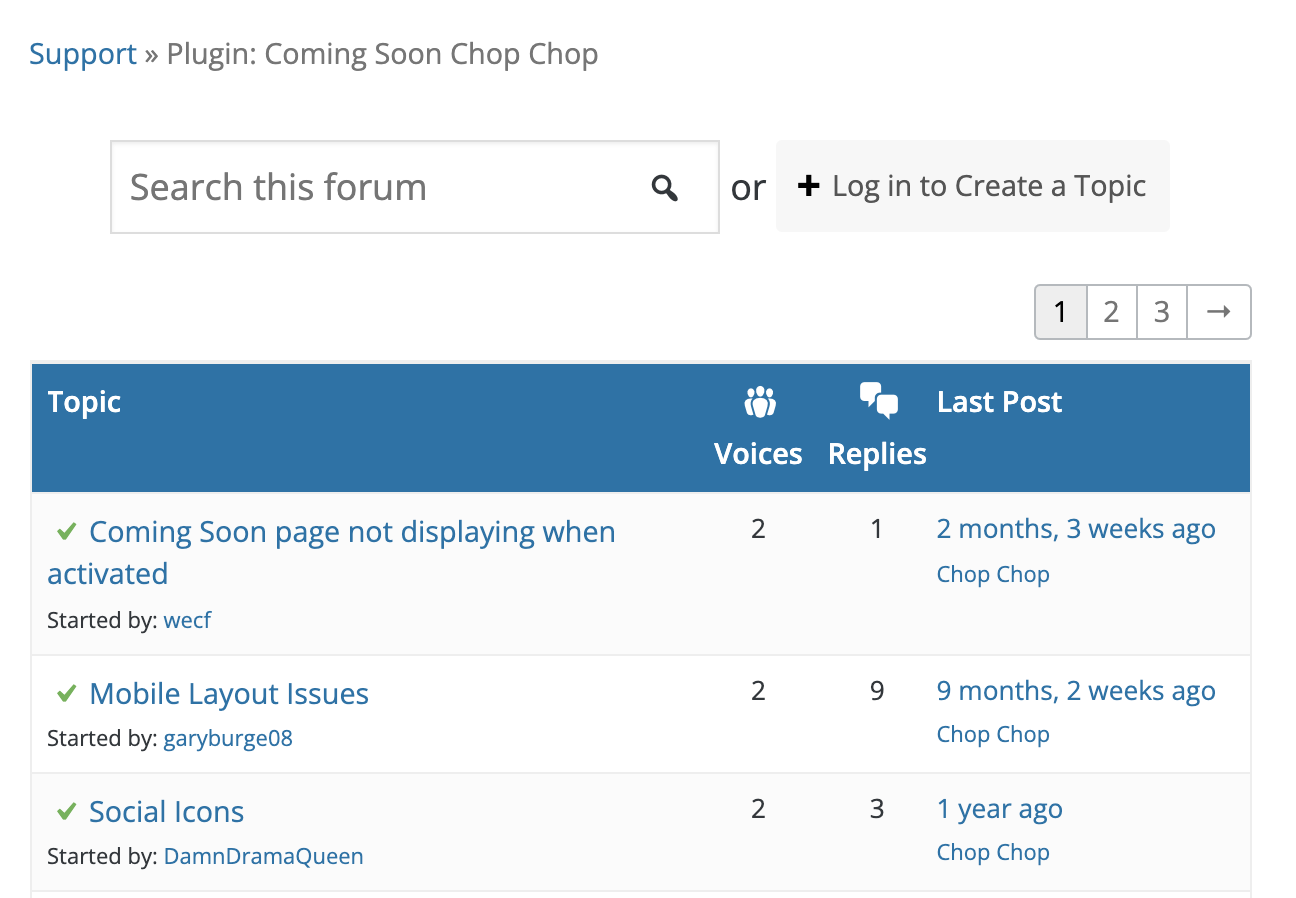 foro de un plugin de WordPress