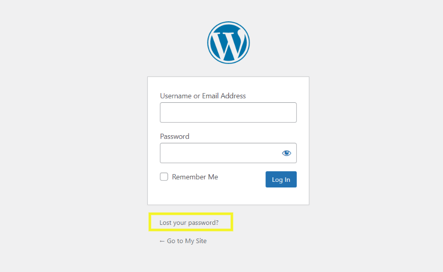 Lost your password? link on the login screen