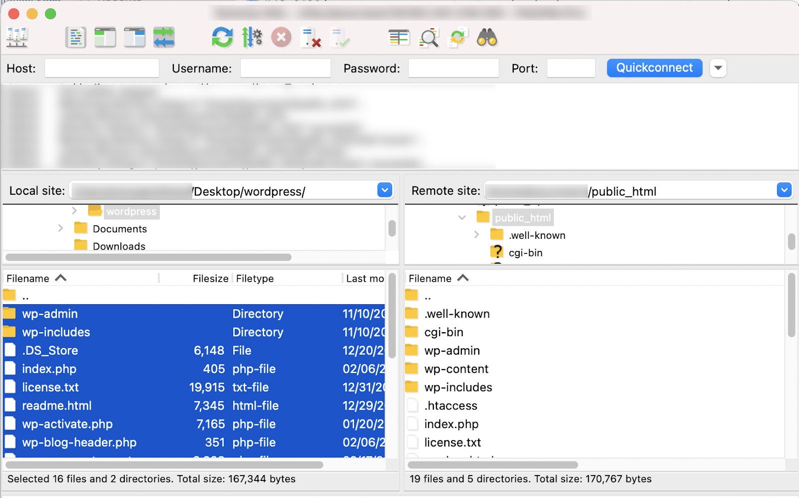 archivos resaltados en tu ordenador en Filezilla