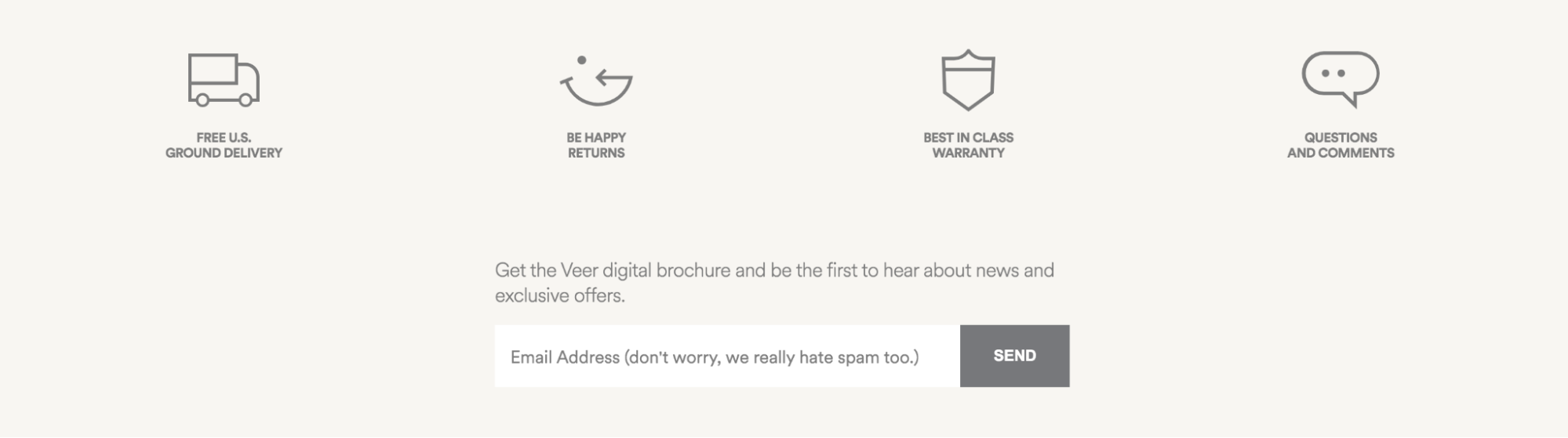 Veer footer, using custom icons instead of text