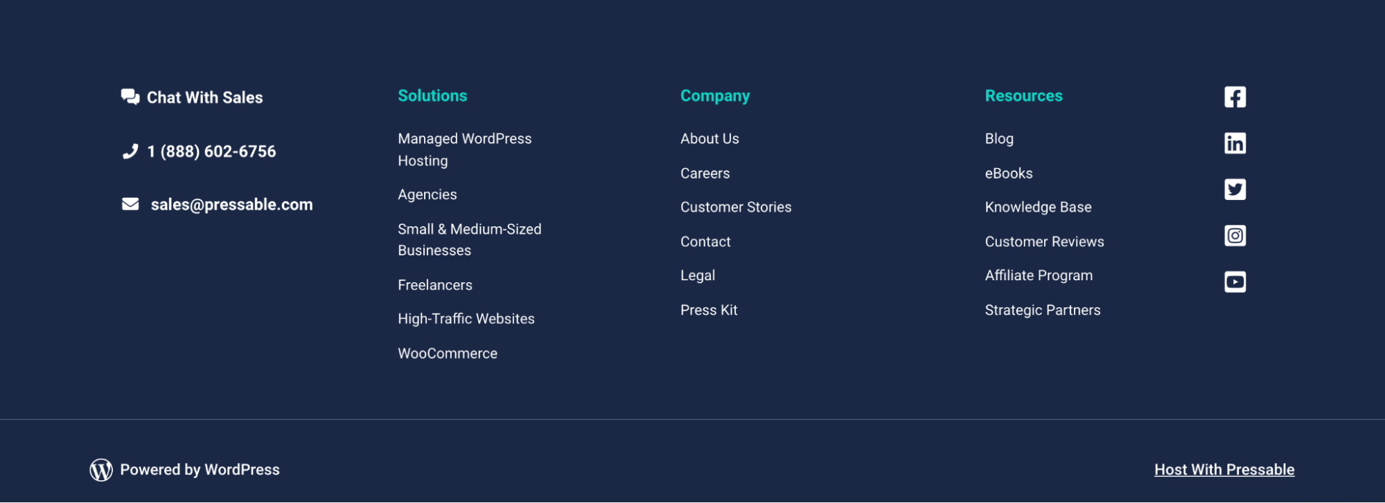 Pressable footer with multiple columns