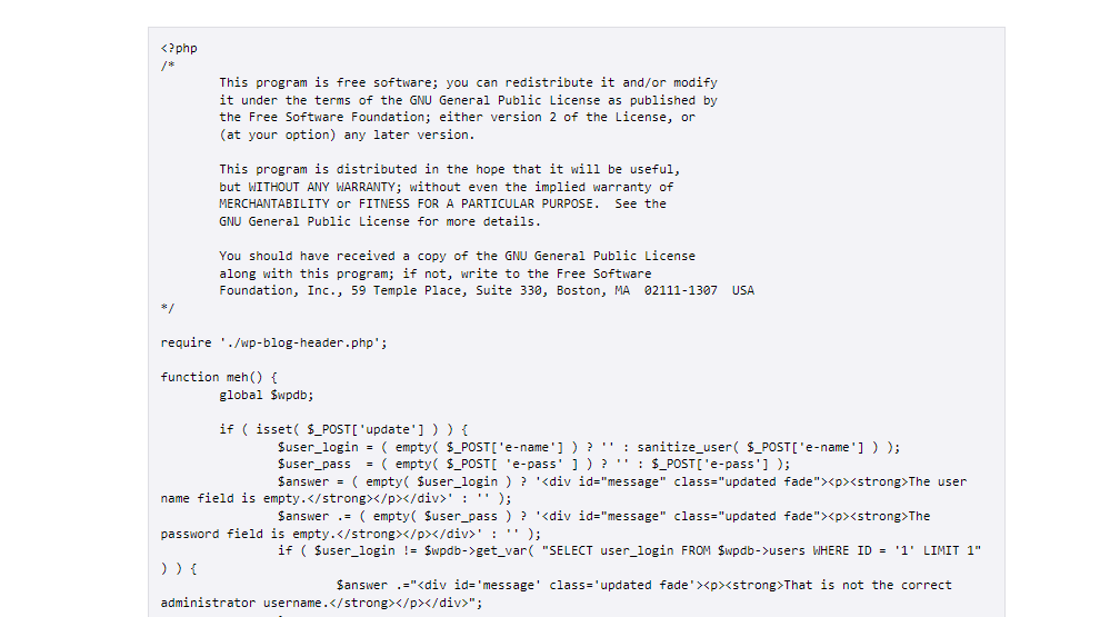 emergency password reset scripit