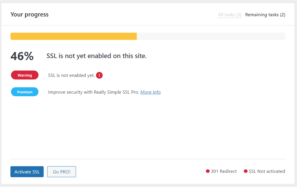 Really Simple SSL plugin checking for an SSL certificate