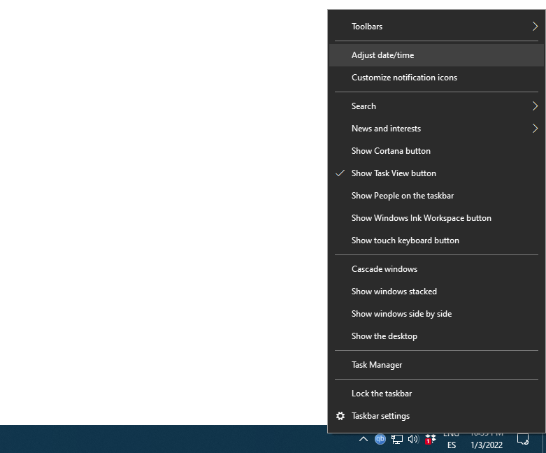 adjusting your clock in Windows