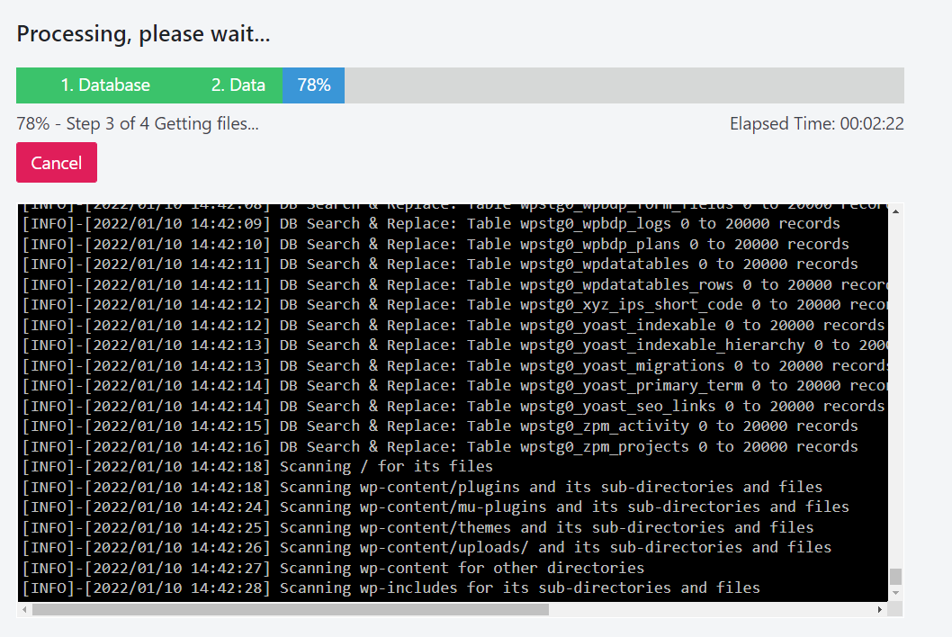 plugin creating a staging website
