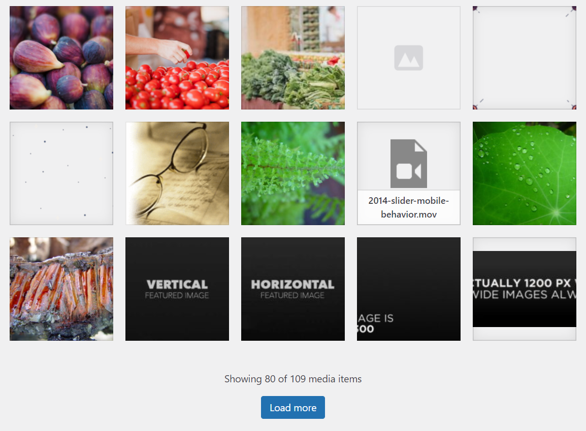 archivos de la biblioteca multimedia de WordPress