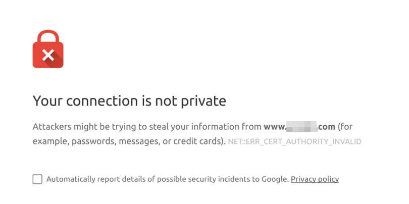 the "your connection is not private" error in Firefox