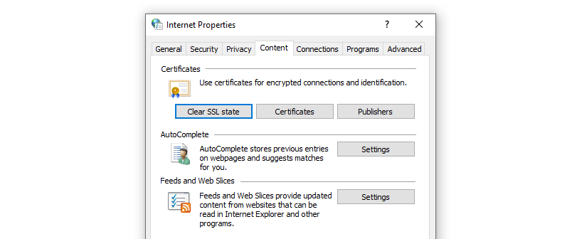 clearing the SSL state on a Windows computer