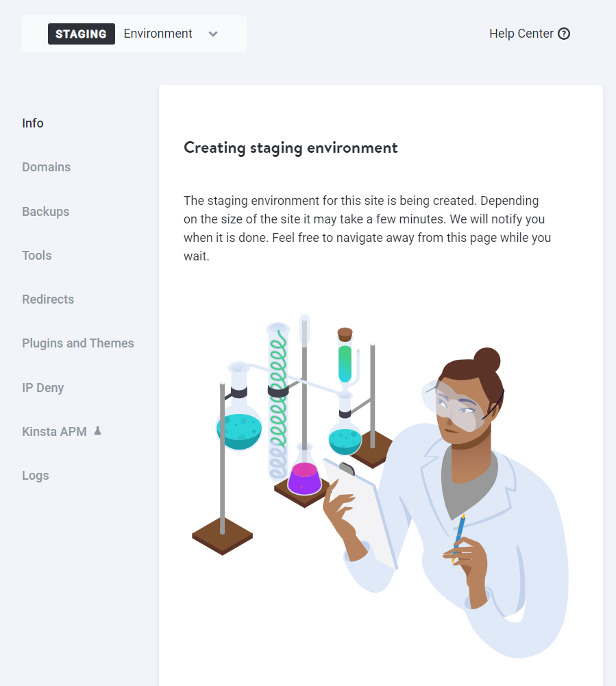 creating a staging environment with Kinsta