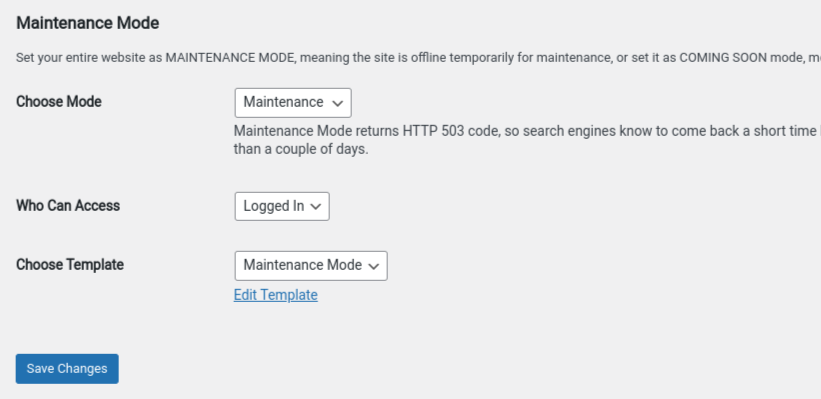 associating a maintenance page in Elementor