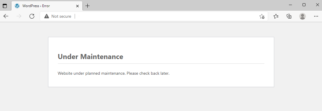 "Under Maintenance" message on a WordPress site