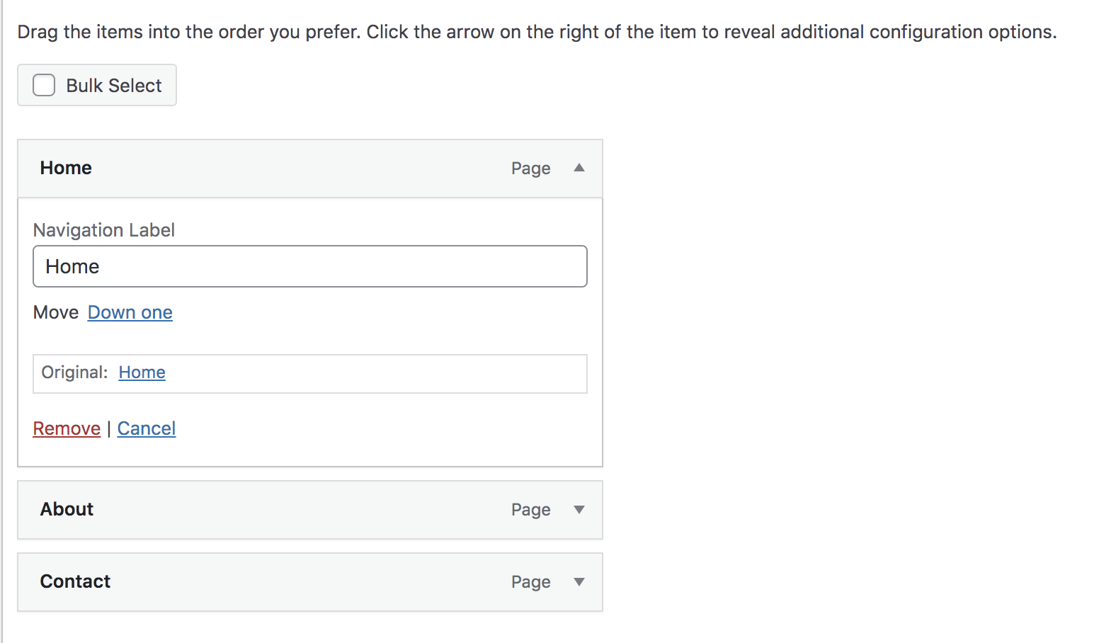 removing a menu item in WordPress
