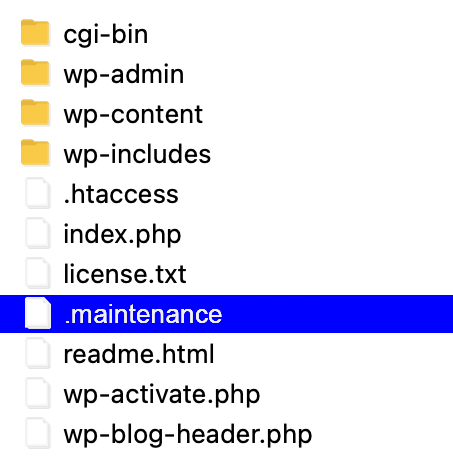 el archivo .maintenance visto mediante FTP