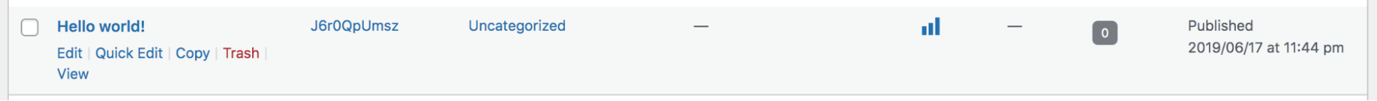 deleting a post in the WordPress dashboard