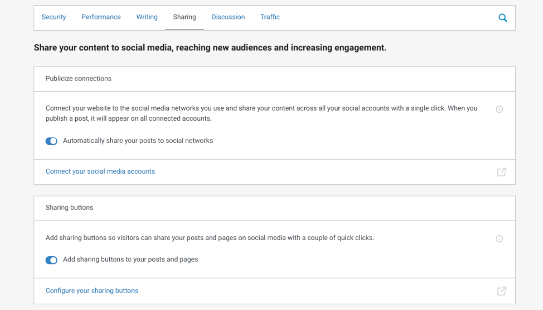 setting up Jetpack sharing tools