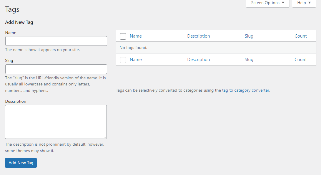 tag page in WordPress
