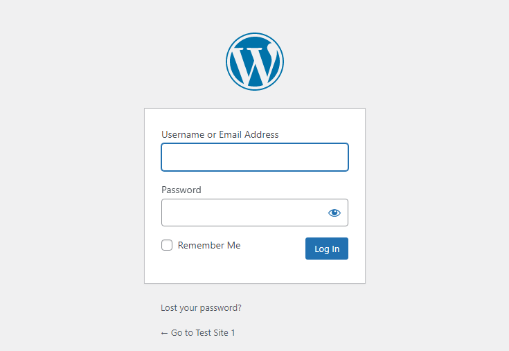 WordPress login screen