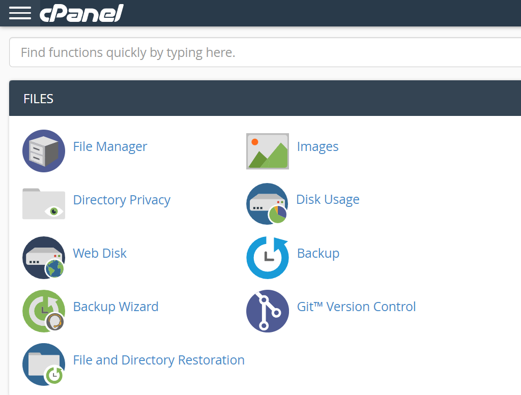 finding the File Manager in cPanel
