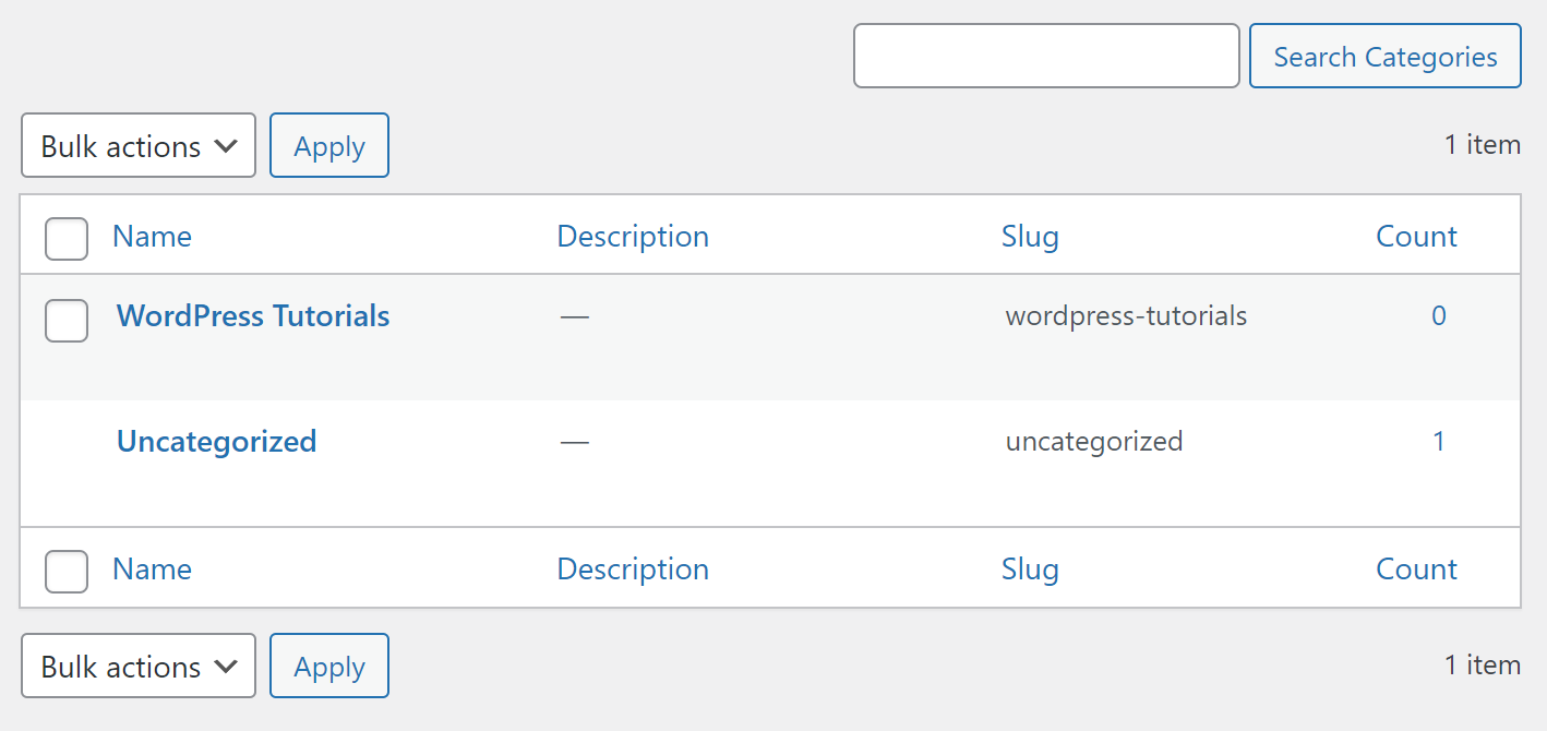 list of blog post categories
