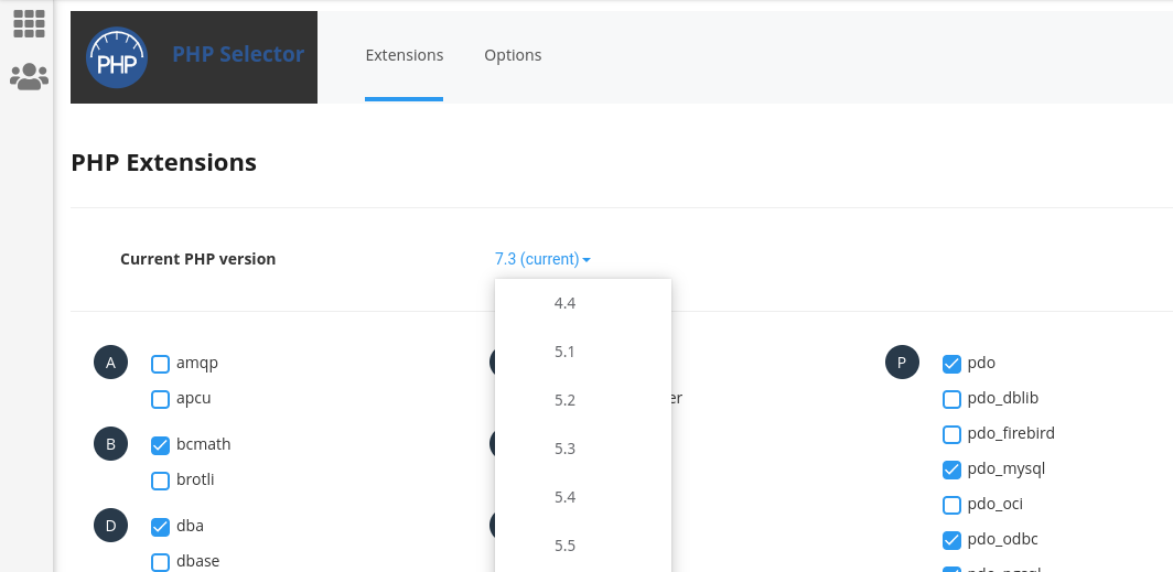 changing PHP version in cpanel
