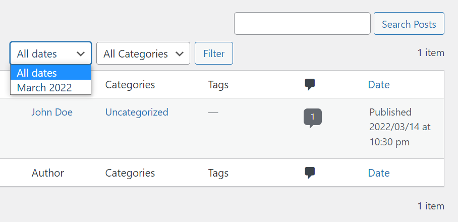 filtering posts by date