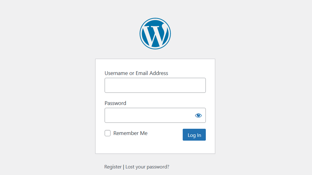 WordPress login page