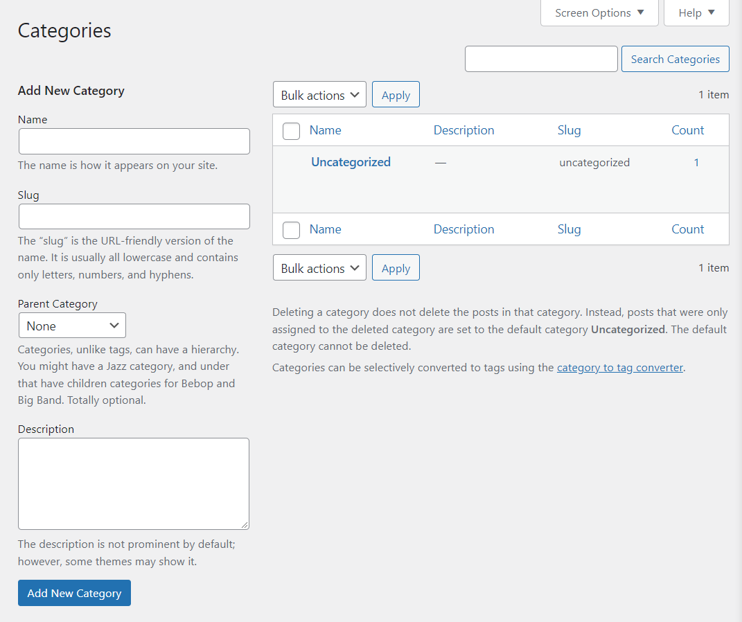 category page in WordPress