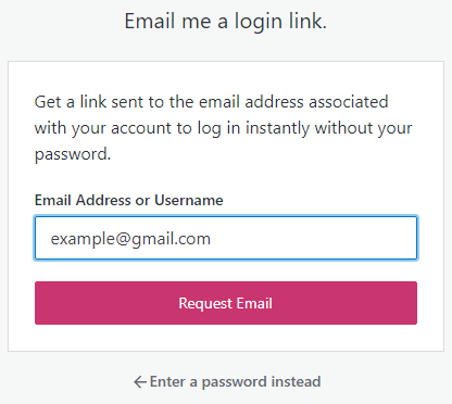 option to request a login link from WordPress.com