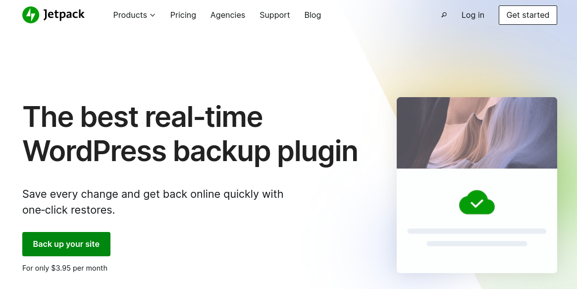 Jetpack Backup homepage