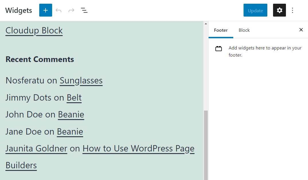 adding widgets to the WordPress footer