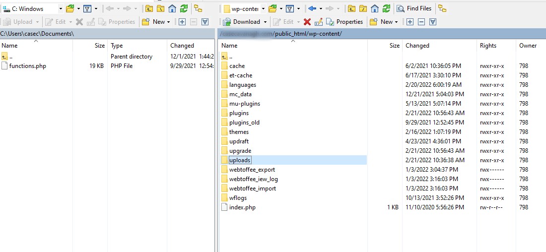 adding media to the Uploads folder