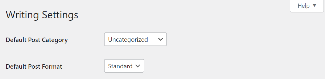 WordPress writing settings
