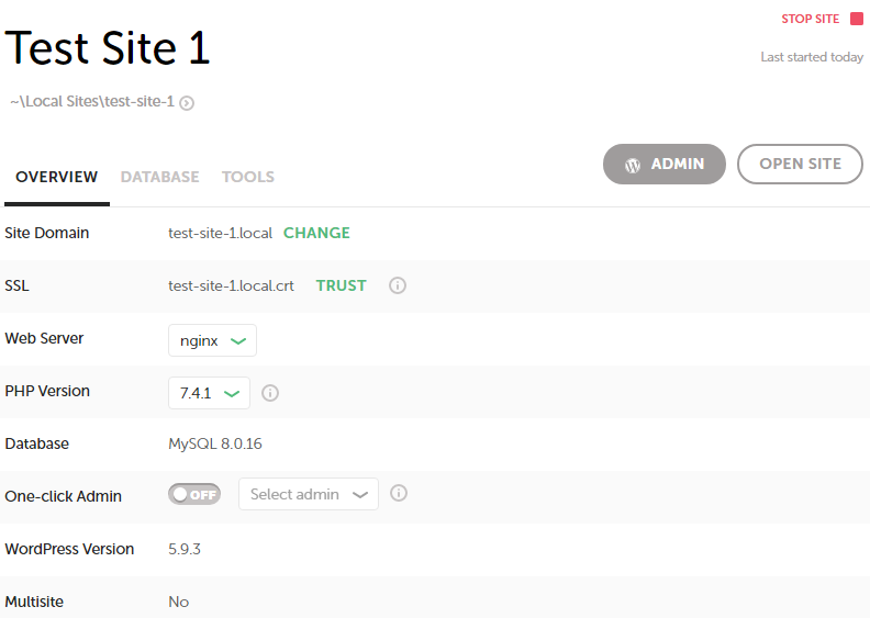 example settings panel for a hosting provider