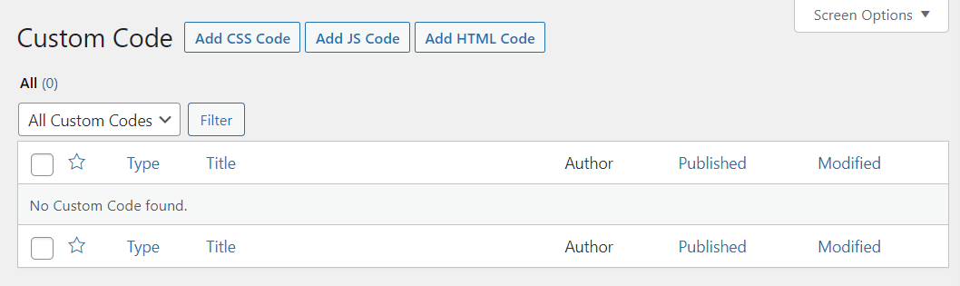 custom code panel with a WordPress plugin