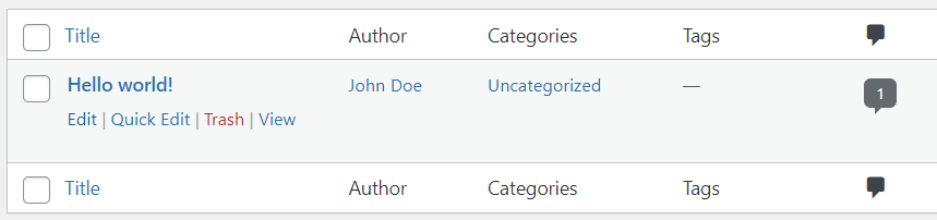 post information shown when hovering