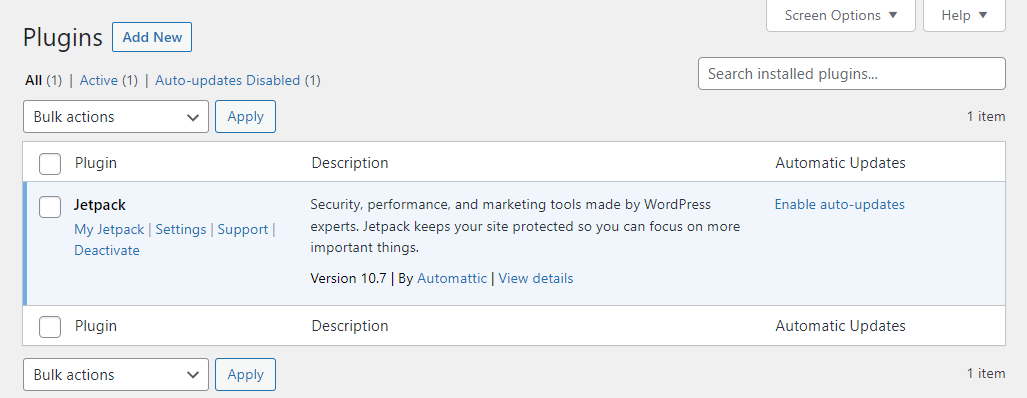 list of plugins on a WordPress site