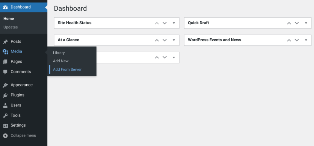 finding the Add to Server option in the dashboard