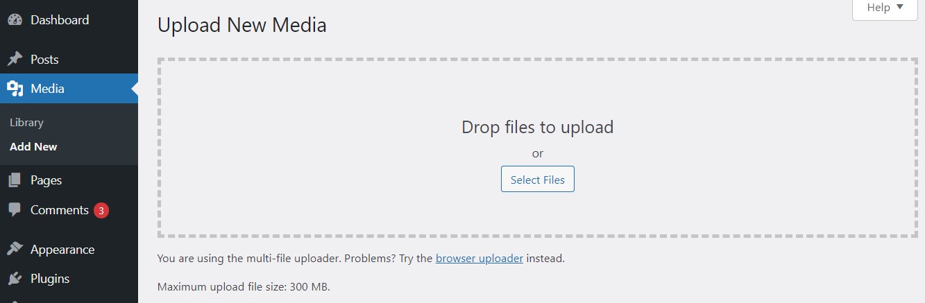 uploading media via the Media Library