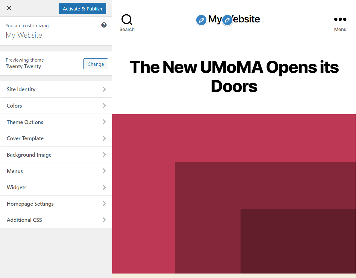 previewing a theme with the Live Preview tool