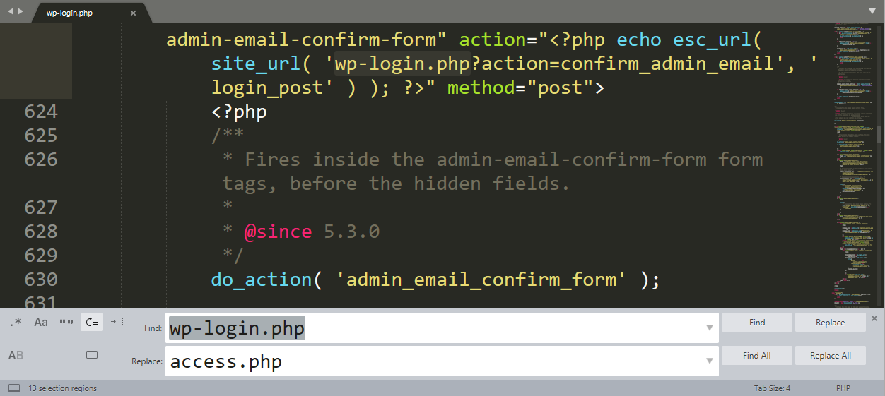 replacing the wp-login URL