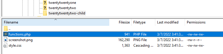 finding the function.php file