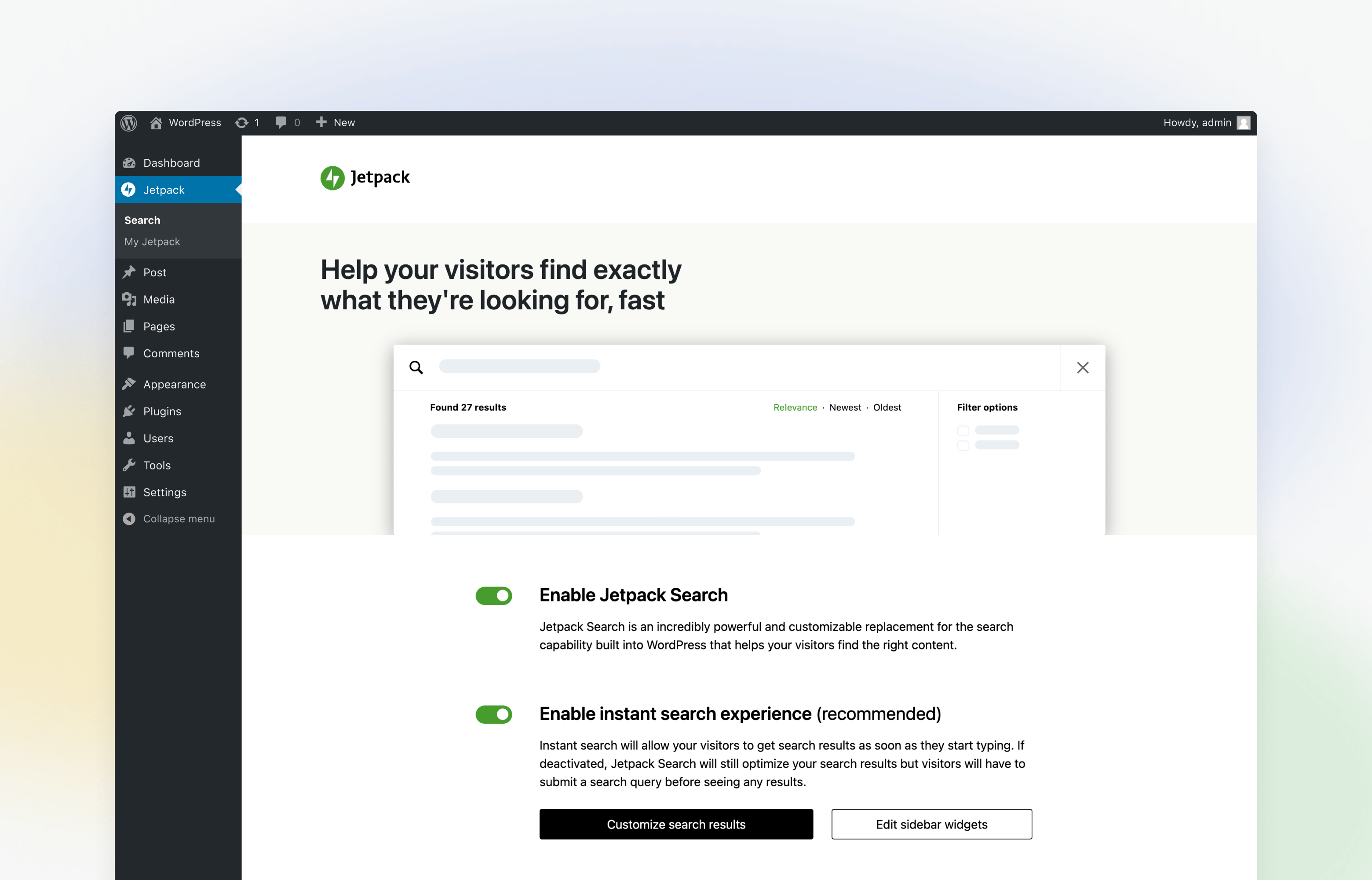 Jetpack Search - help your visitors quickly find what they are looking for