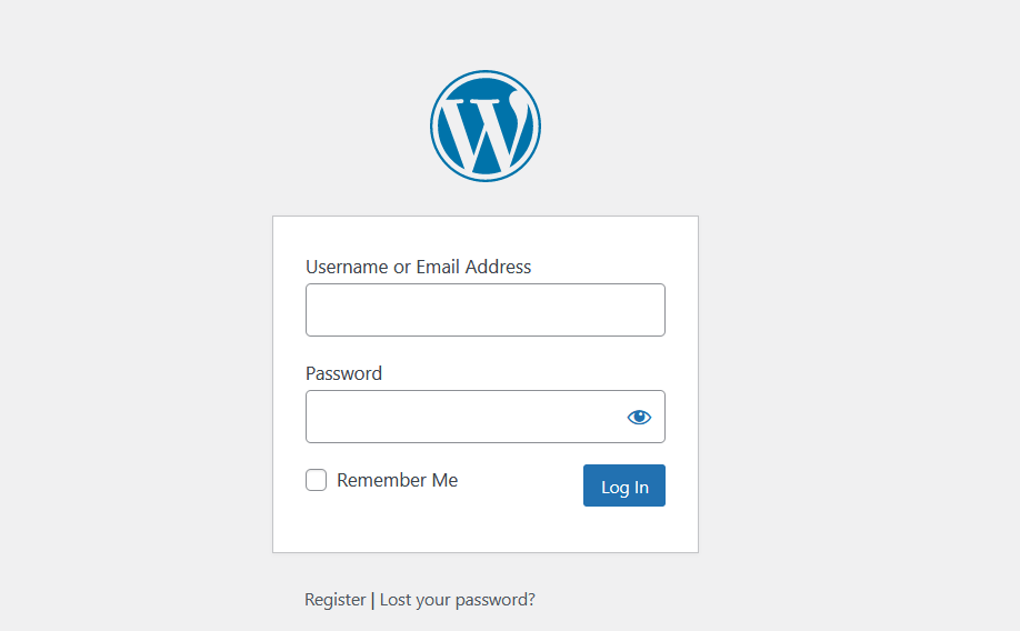 the WordPress login screen