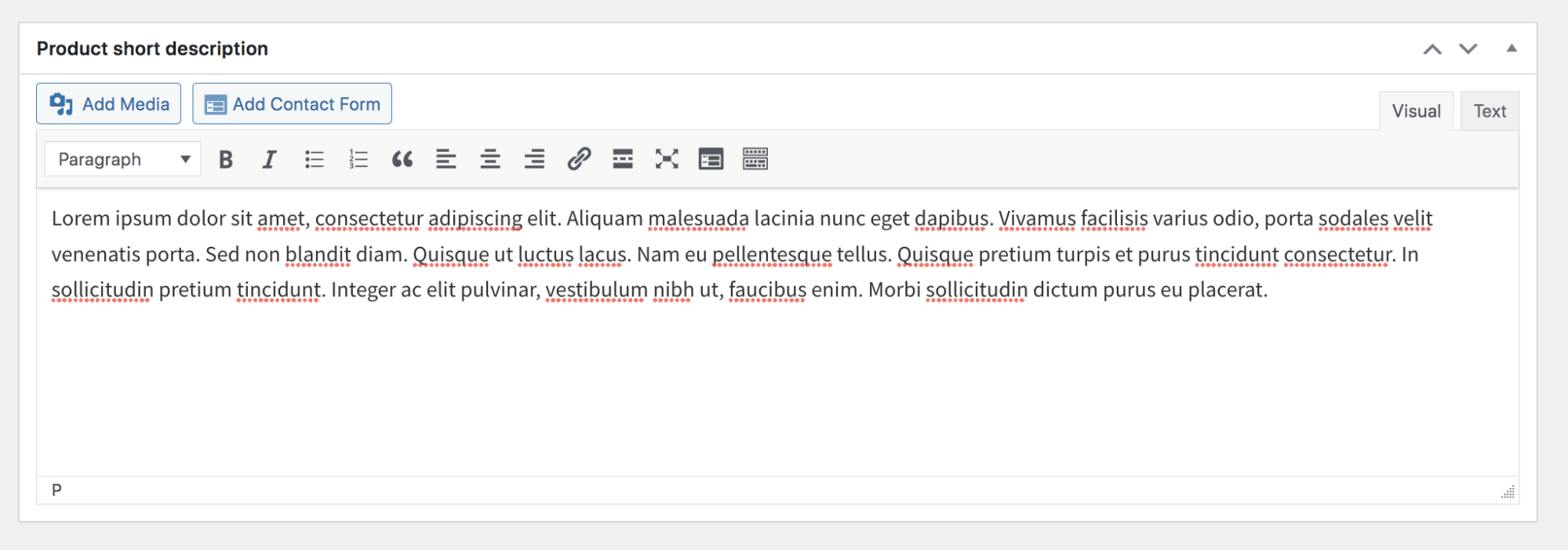 text in the product description box